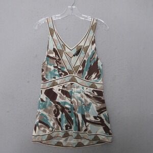 BCBG Maxazria Top Medium Babydoll Y2K Vintage Artsy Sleeveless V Neck Boho Flowy